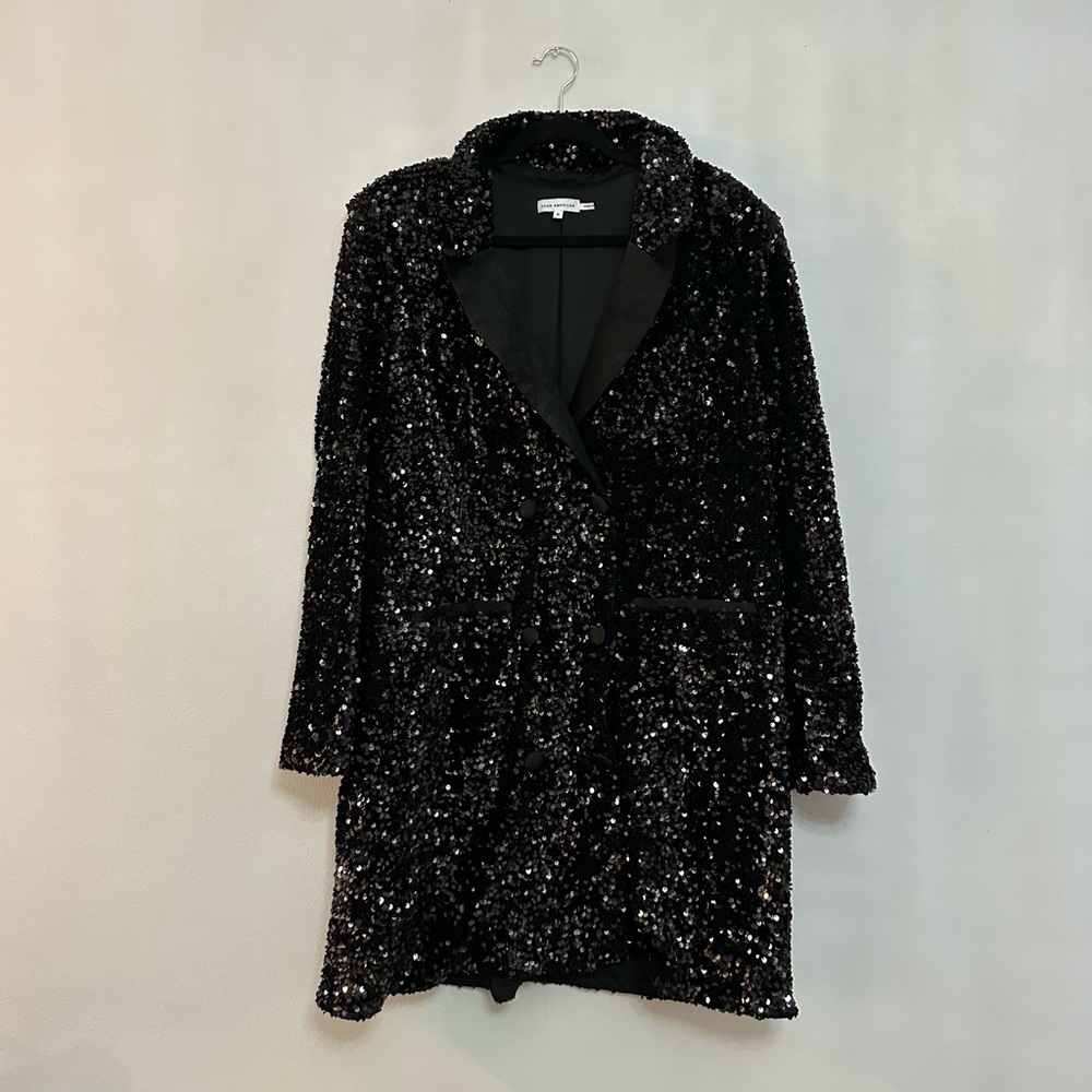 GOOD AMERICAN heavy sequin glitter blazer dress